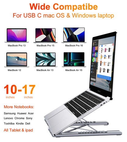 Mukiya USB-C Laptop Stand and Docking Station: 8-in-1 Hub with 4K HDMI, Multiple USB Ports, and SD/TF Card Slots for MacBook, Dell, HP, Surface, and Lenovo