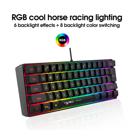 Gaming Keyboard & Mouse Combo - 61 Keys, Compact RGB Wired Keyboard Mouse, Ergonomic Design RGB Backlight Keyboard for PS4, Xbox, PC, Laptop, Mac, Mini, Keyboard, Gaming Setup Accessories