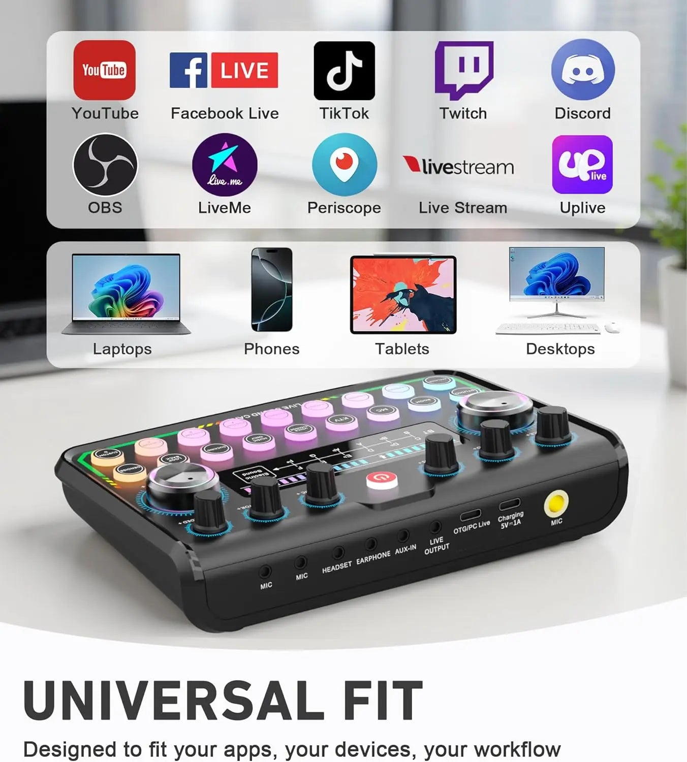 Safring 2026 Enhanced Podcast Equipment Bundle: Professional Audio Interface and Microphone Package for Gaming, Recording, Singing, and Streaming